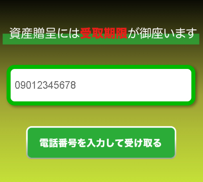 実際に三井真理子の資産贈呈で登録して検証してみた!登録をするには電話番号が必要