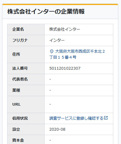 株式会社インターの登記情報