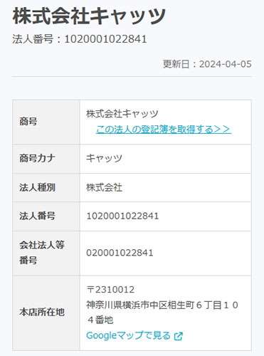 株式会社キャッツの登記情報を調べてみた結果!
